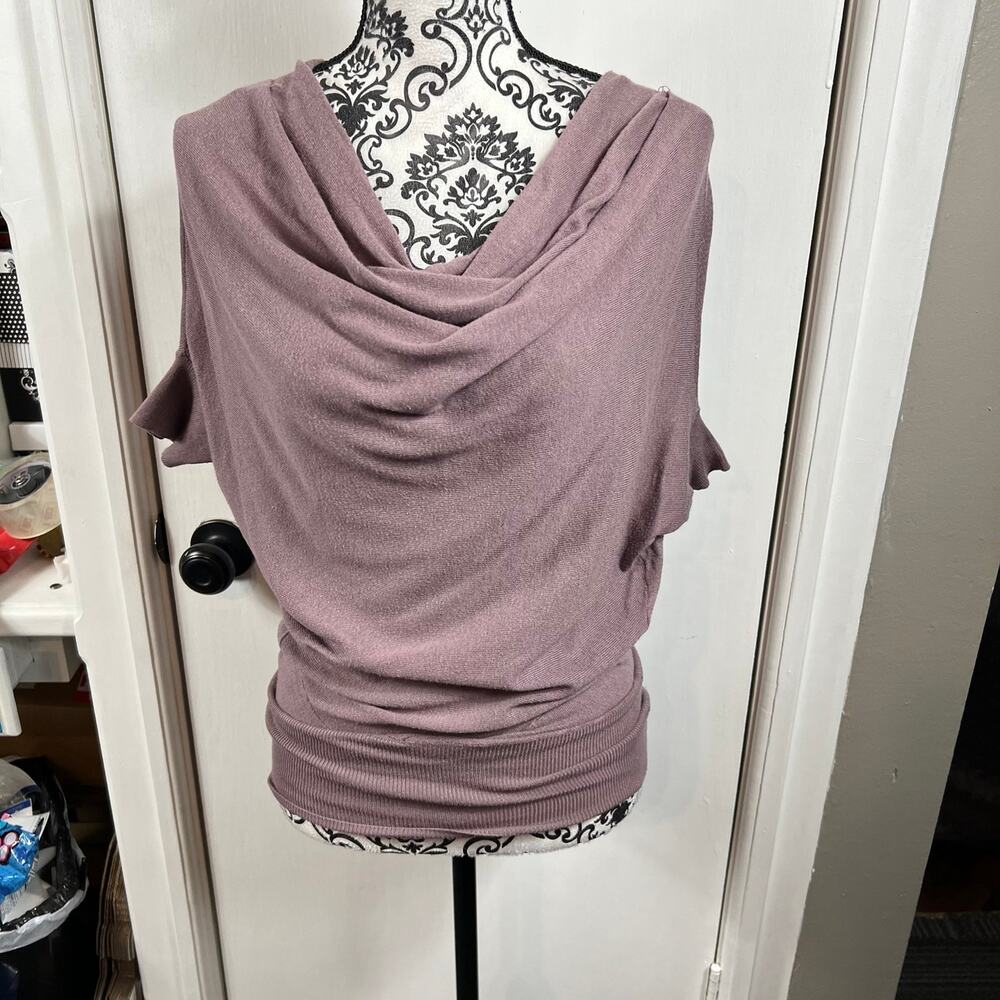 Ann Taylor Loft purple draped batwing short sleeve sweater